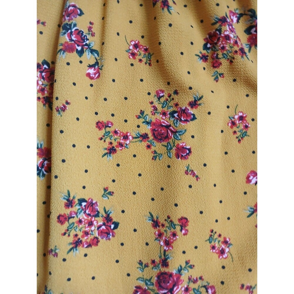Justify Floral Mini Dress Size L|Mustard Yellow Casual Boho Dress|Cinch Waist - Picture 5 of 6